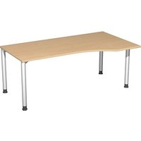 geramöbel Flex höhenverstellbarer Schreibtisch buche, silber Trapezform, 4-Fuß-Gestell silber 180,0 x 80,0/100,0 cm geramöbel Flex höhenverstellbarer Schreibtisch buche, silber Trapezform, 4-Fuß-Gestell silber 180,0 x 80,0/100,0 cm von geramöbel
