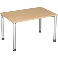 geramöbel Flex höhenverstellbarer Schreibtisch buche, silber rechteckig 120,0 x 80,0 cm von geramöbel