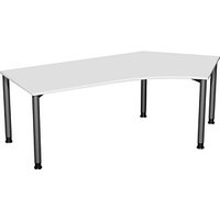 geramöbel Flex höhenverstellbarer Schreibtisch lichtgrau, anthrazit L-Form, 4-Fuß-Gestell grau 216,6 x 113,0 cm von geramöbel