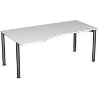 geramöbel Flex höhenverstellbarer Schreibtisch lichtgrau, anthrazit Trapezform, 4-Fuß-Gestell grau 180,0 x 80,0/100,0 cm von geramöbel