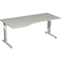 geramöbel Flex höhenverstellbarer Schreibtisch lichtgrau Trapezform, C-Fuß-Gestell silber 180,0 x 80,0/100,0 cm geramöbel Flex höhenverstellbarer Schreibtisch lichtgrau Trapezform, C-Fuß-Gestell silber 180,0 x 80,0/100,0 cm von geramöbel