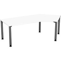 geramöbel Flex höhenverstellbarer Schreibtisch weiß, anthrazit L-Form, 5-Fuß-Gestell grau 216,6 x 113,0 cm von geramöbel