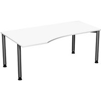 geramöbel Flex höhenverstellbarer Schreibtisch weiß, anthrazit Trapezform, 4-Fuß-Gestell grau 180,0 x 80,0/100,0 cm von geramöbel