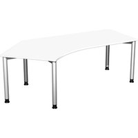 geramöbel Flex höhenverstellbarer Schreibtisch weiß, silber L-Form, 5-Fuß-Gestell silber 216,6 x 113,0 cm von geramöbel