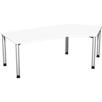 geramöbel Flex höhenverstellbarer Schreibtisch weiß, silber L-Form, 5-Fuß-Gestell silber 216,6 x 113,0 cm von geramöbel