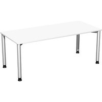 geramöbel Flex höhenverstellbarer Schreibtisch weiß, silber rechteckig 180,0 x 80,0 cm von geramöbel