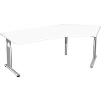 geramöbel Flex höhenverstellbarer Schreibtisch weiß L-Form, C-Fuß-Gestell silber 216,6 x 113,0 cm von geramöbel