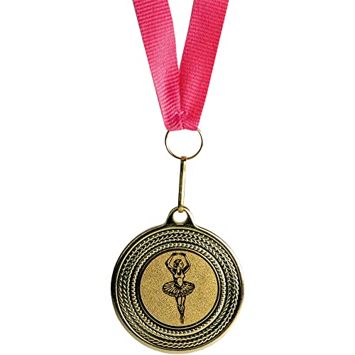 Pokal-Fabrik.de - 10 Stück Ballerina Medaillen Kindergeburtstag aus Metall mit Band und Emblem für Kinder als Mitgebsel - mit rosa Band von geschenke-fabrik.de