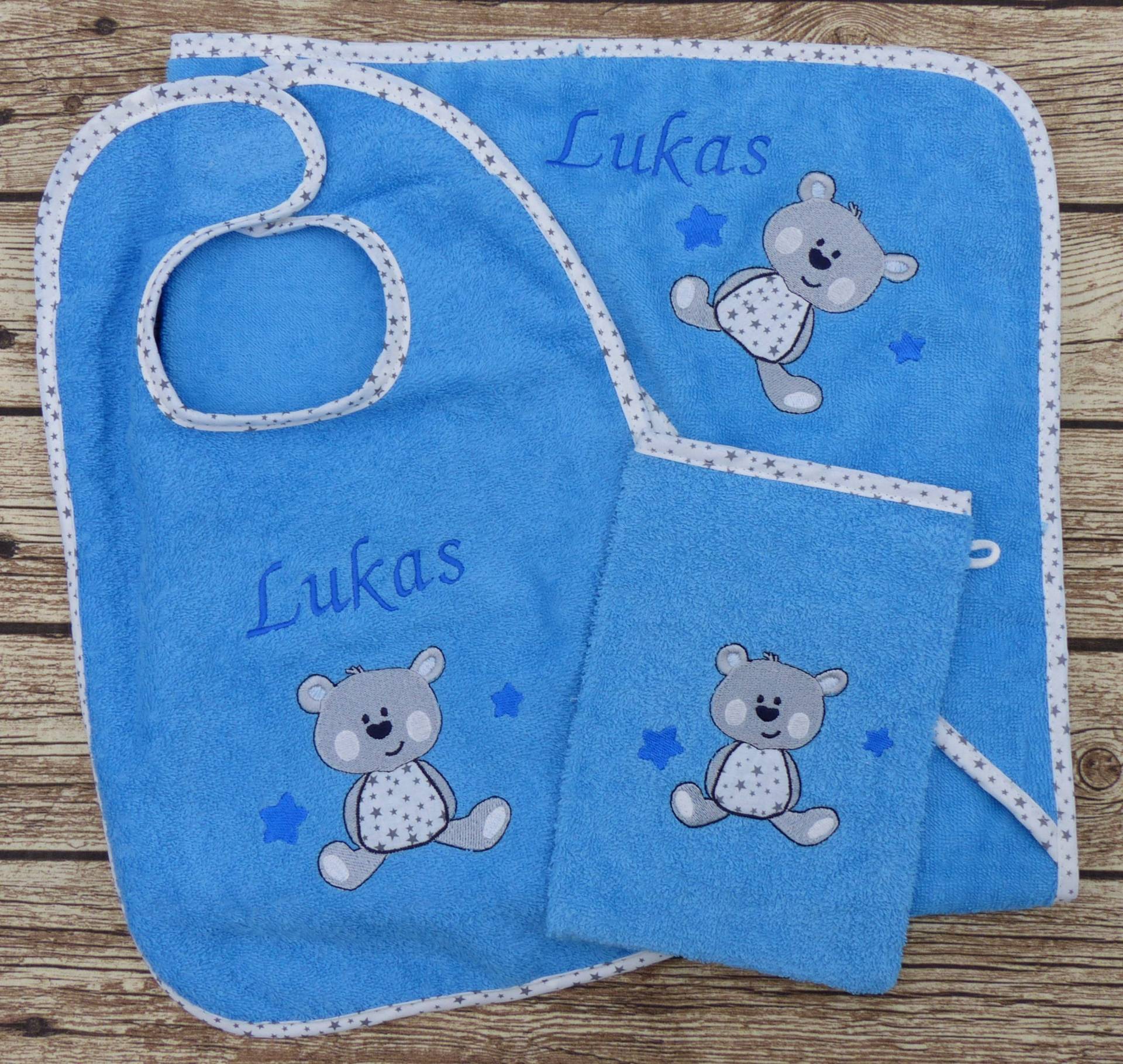 Kapuzenhandtuch-Set Xl Mit Namen - Hund Türkis Kapuzenhandtuch-Set Xl Mit Namen - Hund Türkis von geschenkelibelle