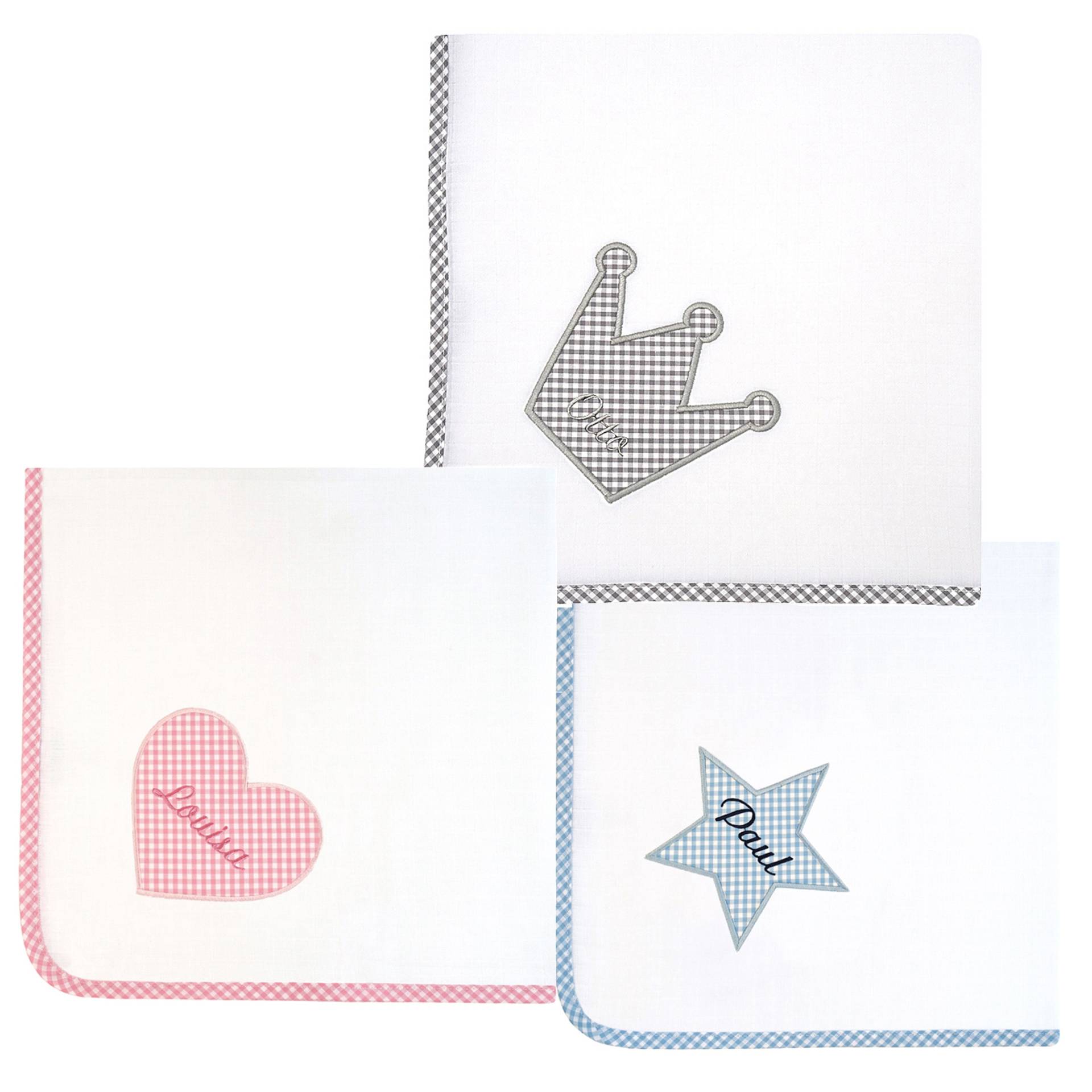 Spucktuch Mit Namen Vichy-Karo Spucktuch Mit Namen Vichy-Karo von geschenkelibelle