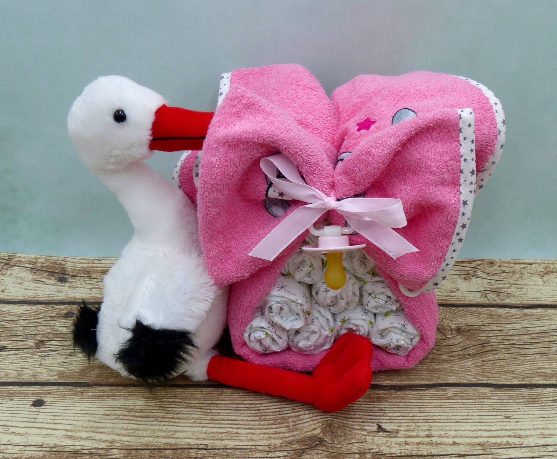 Windeltorte Storch Hase Bubblegum Windeltorte Storch Hase Bubblegum von geschenkelibelle