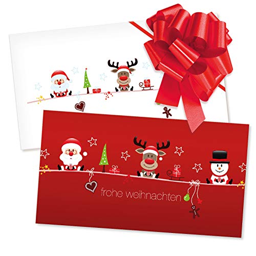 GESCHENKGUTSCHEINcom 10 Stk. Gutscheine mit Umschlag und Schleife. Geschenkgutscheine für Weihnachten. Weihnachtsmotiv. X1232 von geschenkgutschein.com