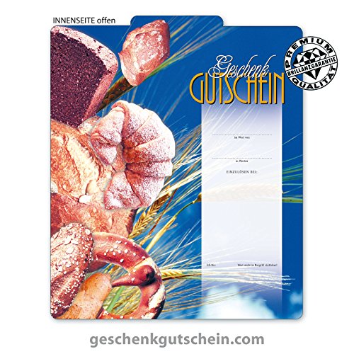 10 Stk. Premium Geschenkgutscheine Gutscheine zum Falten "Multicolor" für Bäcker, Backstuben, Lebensmittelhandel S214 pos-hauer von geschenkgutschein.com