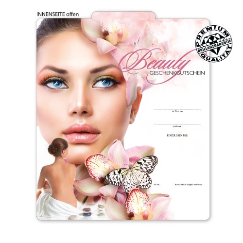 10 Stk. Premium Geschenkgutscheine Gutscheine zum Falten "Multicolor" für Kosmetik, Beauty KS266 pos-hauer von geschenkgutschein.com