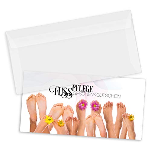 GESCHENKGUTSCHEINcom by POS-HAUER. Gutschein-Set. 10x Gutschein + Kuvert. Für Fußpflege Podologie, blanko zum selber Ausfüllen. von GESCHENKGUTSCHEINcom by POS-HAUER
