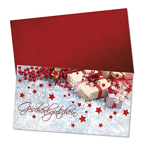 GESCHENKGUTSCHEINcom 10 Stk. Geschenkgutscheine mit Umschlag. Blanko-Gutscheine zum selber Ausfüllen für Weihnachten. Weihnachtsgutscheine. X1298 von geschenkgutschein.com