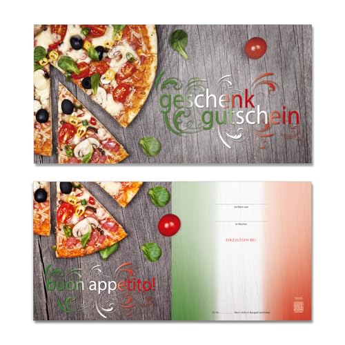 GESCHENKGUTSCHEINcom 100 Stk. Geschenkgutscheine. Gutschein-Vordruck für Pizzeria Gastronomie. Gutscheinkarten mit Vordruck für Gastgewerbe. G92000 von GESCHENKGUTSCHEINcom by POS-HAUER