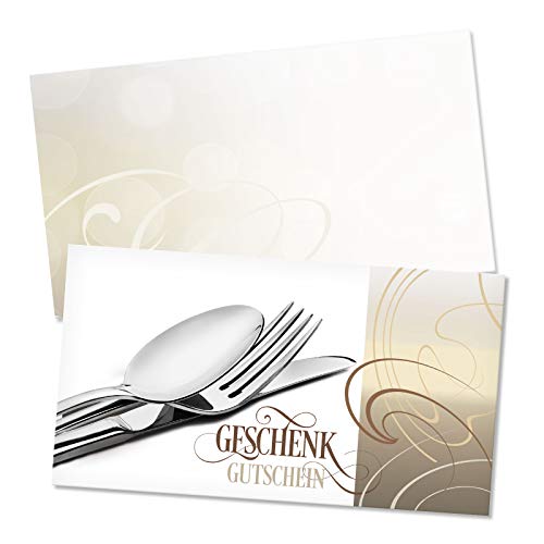 GESCHENKGUTSCHEINcom 100 Stk. Geschenkgutscheine mit Umschlag. Gutschein-Vordruck für Restaurant Gasthaus. Blanko zum selber Ausfüllen. G1260 von GESCHENKGUTSCHEINcom by POS-HAUER