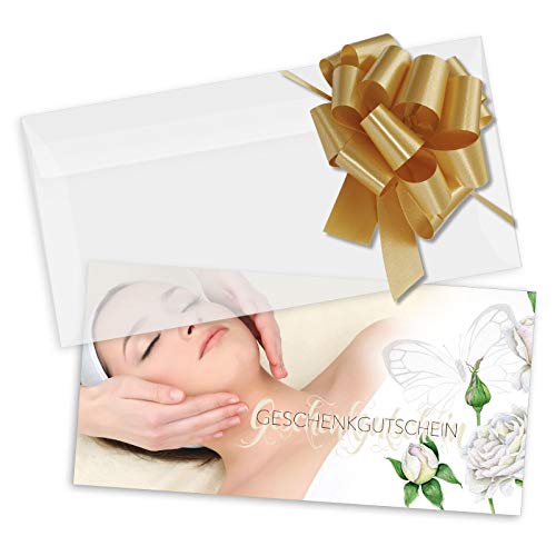 GESCHENKGUTSCHEINcom 25 Stk. Geschenkgutscheine mit Kuvert und Schleife. Gutscheinkarte für Kosmetikstudio Firmen Dienstleister Unternehmen. KS9277 von GESCHENKGUTSCHEINcom by POS-HAUER