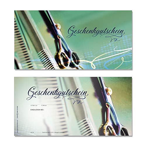 GESCHENKGUTSCHEINcom Gutscheinkarten für DIN-Lang Kuverts (25 Stk.) für Friseursalons, Haarstudios. Blanko Gutscheine. K9286 von GESCHENKGUTSCHEINcom by POS-HAUER