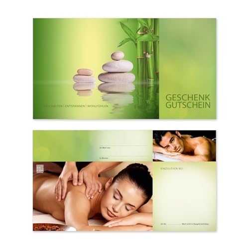 GESCHENKGUTSCHEINcom 25 Stk. Geschenkgutscheine zum Selbstausfüllen. Gutschein-Vordruck für Massage Wellness Spa Kosmetiksalon. MA1232 von GESCHENKGUTSCHEINcom by POS-HAUER