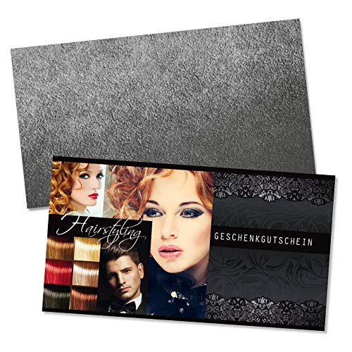 GESCHENKGUTSCHEINcom 50 Stk. Geschenkgutscheine mit Kuvert. Blanko-Gutscheine für Coiffeure Haarstudios Friseursalons. K1272 von GESCHENKGUTSCHEINcom by POS-HAUER