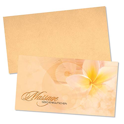 GESCHENKGUTSCHEINcom 10 Stk. Geschenkgutscheine mit Umschlag. Blanko-Gutscheine zum selber Ausfüllen für Massage Massagepraxis. MA1230 von geschenkgutschein.com