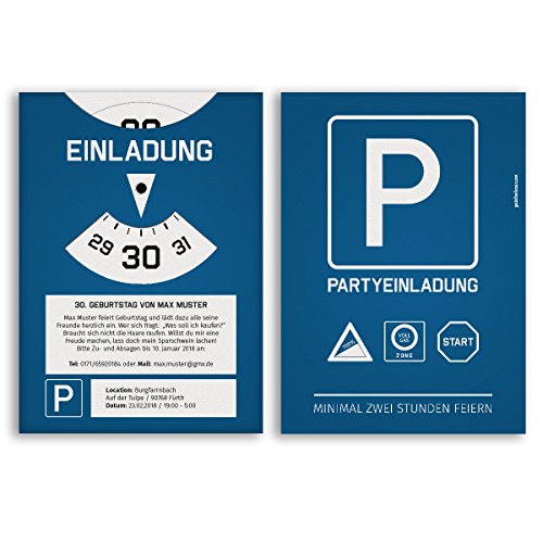 (10 x) Einladungskarten Geburtstag als Parkscheibe Auto Karte Einladungen von gestaltenlassen.com