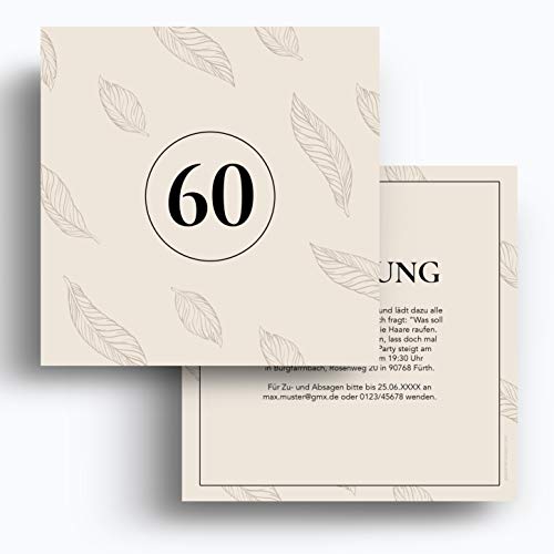 (10 x) Einladungskarten zum 60. Geburtstag Einladungen Karten Klappkarte Edel runder von gestaltenlassen.com