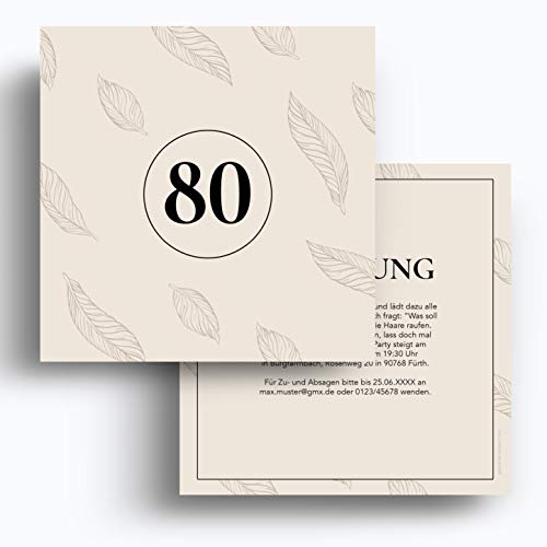 (10 x) Einladungskarten zum 80. Geburtstag Einladungen Karten Klappkarte Edel runder von gestaltenlassen.com