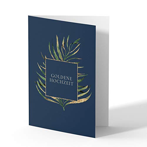 (10 x) Goldene Hochzeit Einladungskarten Goldhochzeit 50 Jahre Einladung - Goldener Farn von gestaltenlassen.com