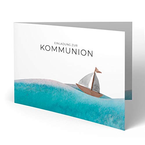 (10 x) Kommunion Einladungskarten Kommunionskarten Einladungen Karten - Schiff von gestaltenlassen.com