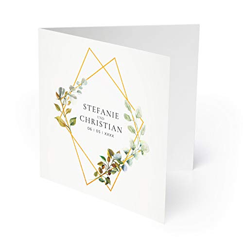 (20 x) Einladungen zur Hochzeit Hochzeitskarten Einladungskarten Karten Blumen Goldene Raute von gestaltenlassen.com