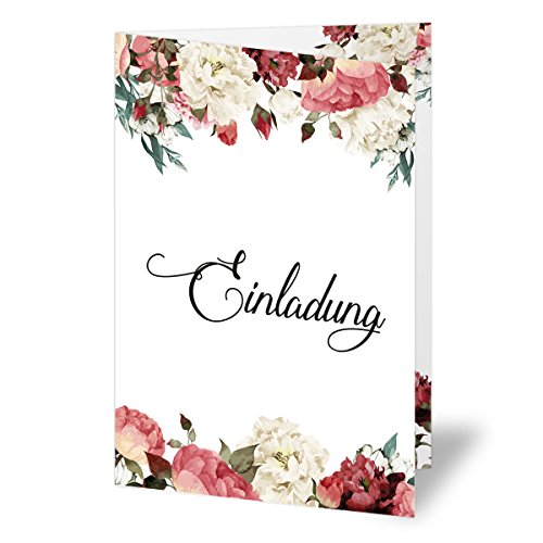 gestaltenlassen.com (20 x) Einladungskarten runder Geburtstag Blumen Rosen Edel Einladungen von gestaltenlassen.com