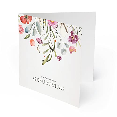 (20 x) Einladungskarten zum Geburtstag Einladung Karte Blumenregen Edel runder Geburtstag von gestaltenlassen.com