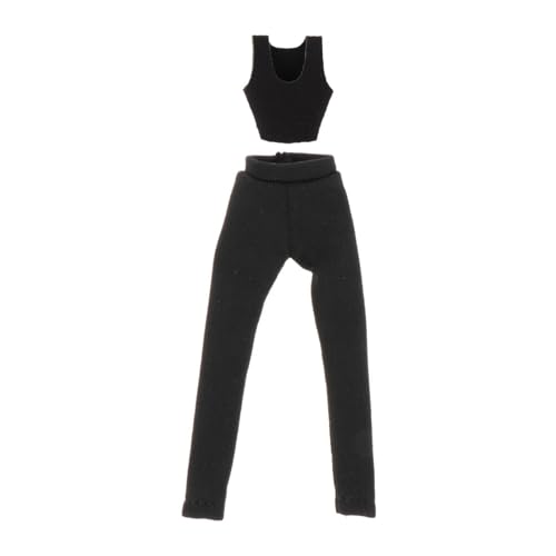 1:12 weibliche Weste und Hose, Miniatur-Kleidung, lässiges Cosplay-Mode-Puppen-Outfit für 15,2 cm große weibliche Figuren-Zubehör, schwarze Weste von getuse