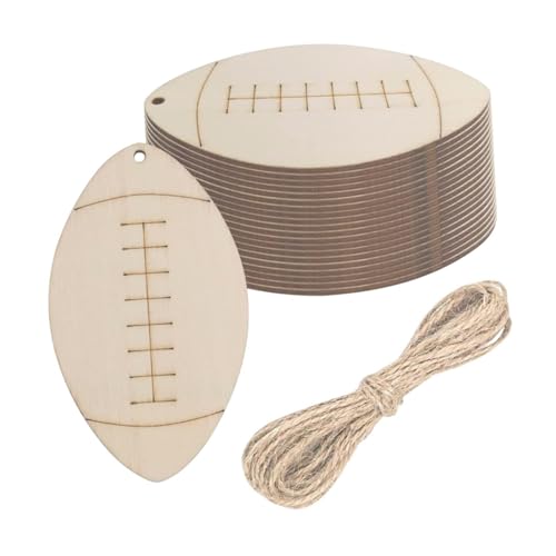 20 Stück Holz-Fußball-Ausschnitte mit Schnur, blanko Holzformen zum Malen, Basteln, Heimdekoration 20 Stück Holz-Fußball-Ausschnitte mit Schnur, blanko Holzformen zum Malen, Basteln, Heimdekoration von getuse