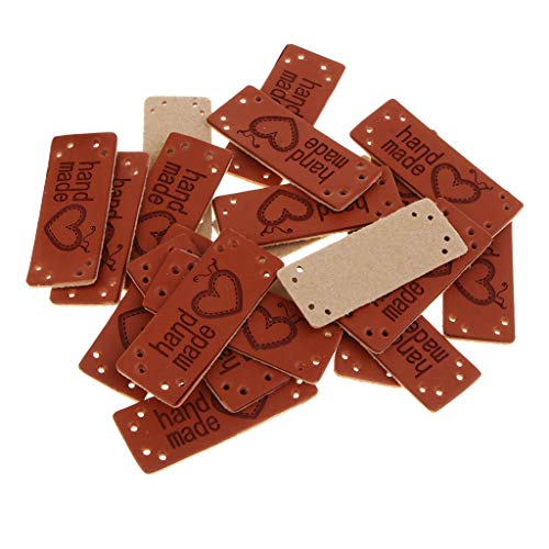 20 Stück Lederetiketten zum Einnähen, Lederoptik Aufnäher Patches, Hand Made Label Set für Taschen, Bekleidung, DIY Bastelprojekte - 003 von getuse
