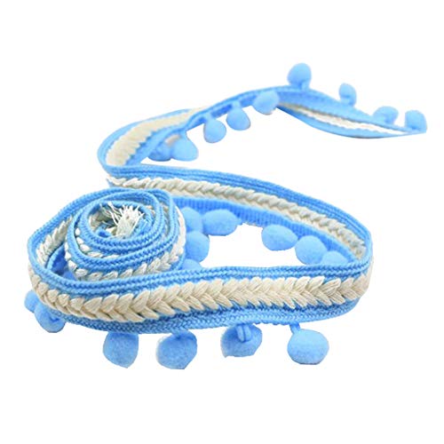 5 Yards Ball Bobble Geflecht Fringe Ribbon Edging Craft DIY Dekoration Band für Kleidung Kissen Vorhänge- Blau 5 Yards Ball Bobble Geflecht Fringe Ribbon Edging Craft DIY Dekoration Band für Kleidung Kissen Vorhänge- Blau von getuse