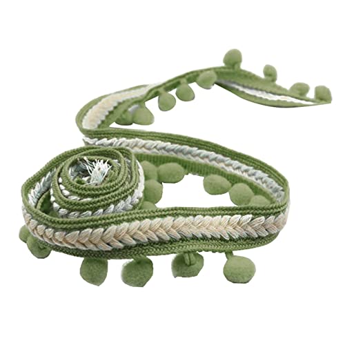 5 Yards Ball Bobble Geflecht Fringe Ribbon Edging Craft DIY Dekoration Band für Kleidung Kissen Vorhänge- Grün von getuse