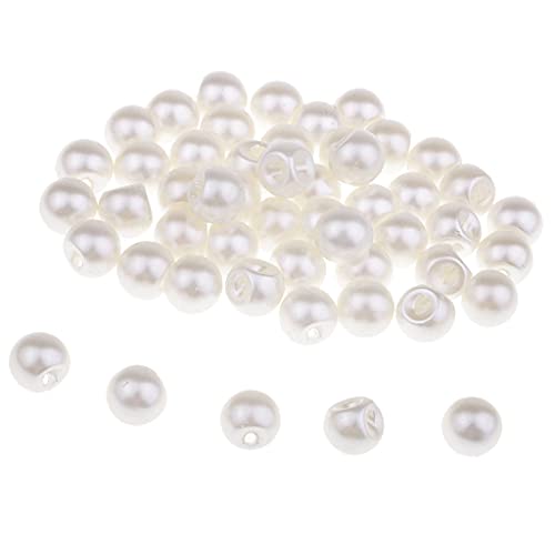 50 Stück Perlmutt-Knöpfe 10 mm Halbkreisförmige Bastelknöpfe für DIY Dekoration Nähen Kleidung Hemden Tasche- Round Pearl 12mm von getuse