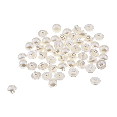 50 Stück Perlmutt-Knöpfe 10 mm Halbkreisförmige Bastelknöpfe für DIY Dekoration Nähen Kleidung Hemden Tasche- Semicircle Pearl 10mm von getuse