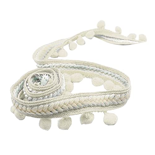 5m Bommelband Pompomband Weiß, Nähbordüre mit Pompons für Vorhang Kleidung Dekoration, Stoffband 3.5cm Breite von getuse