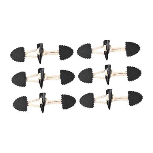 6 x Knebelknöpfe aus Horn zum Aufnähen, für Taschen, Mantel, Pullover, Nähzubehör, schwarz, 15 x 4,7 cm, Schwarz von getuse