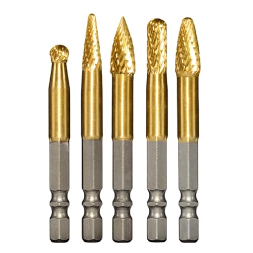 Hartmetall-Frässtifte, Doppelschnitt-Schnitzfräser für Metall, Holz, Gravur, 5 Stück Hartmetall-Frässtifte, Doppelschnitt-Schnitzfräser für Metall, Holz, Gravur, 5 Stück von getuse