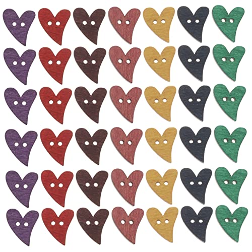 Holzknöpfe in Herzform zum Nähen und Basteln, verschiedene Farben für DIY-Projekte und Scrapbooking, 100 Stück von getuse