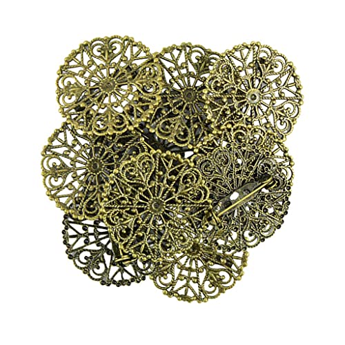 Leere Kupfer-Verschluss-Einstellung für Cabochon-Perlen – 10 Stück Vintage Antik Bronze Runde Blumenfassungen für DIY Schmuckherstellung Leere Kupfer-Verschluss-Einstellung für Cabochon-Perlen – 10 Stück Vintage Antik Bronze Runde Blumenfassungen für DIY Schmuckherstellung von getuse