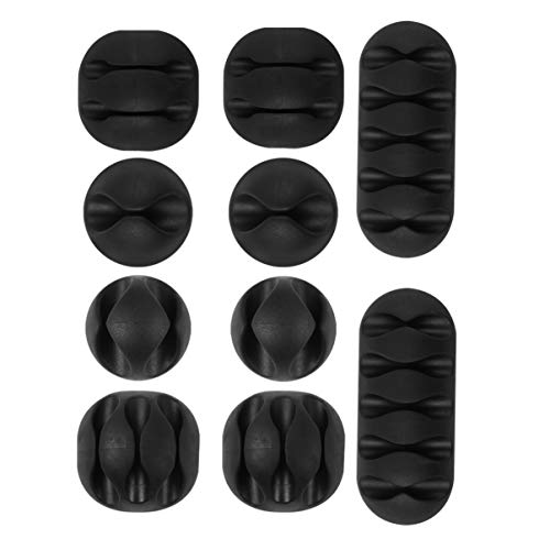 Schreibtisch-Kabel-Organizer-Clip-Set – 2 x flexible Multi-Loch-Drahtfixierer für Kopfhörer und Ladegeräte, Schwarz, 7 x 3 x 1 cm Schreibtisch-Kabel-Organizer-Clip-Set – 2 x flexible Multi-Loch-Drahtfixierer für Kopfhörer und Ladegeräte, Schwarz, 7 x 3 x 1 cm von getuse