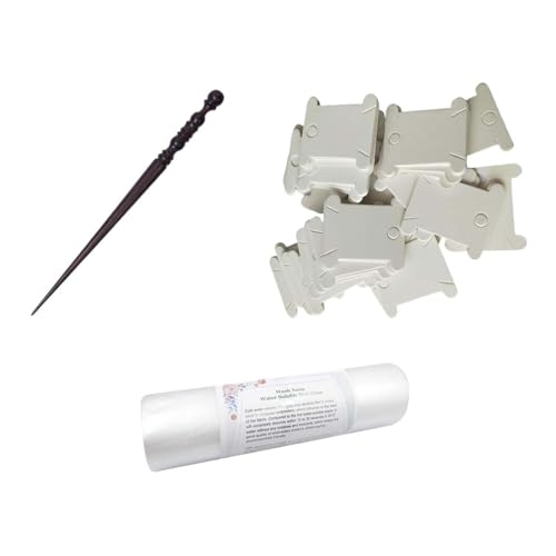 Stickerei Set mit 200 Fadenwicklern, Wasserlöslicher Stickfolie und Nähanleitung für Patchwork und Handarbeit von getuse