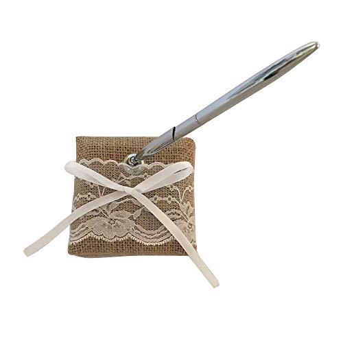 Vintage-Stift-Set aus Jute, Spitze, mit Halter, romantische Verlobungsdekoration Vintage-Stift-Set aus Jute, Spitze, mit Halter, romantische Verlobungsdekoration von getuse